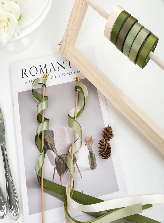 DINDOSAL Sage Green Satin Ribbon - Moss Green, 1/2 Inch, 6 Rolls (60 Yards) for Wedding, Crafts & Gift Wrapping - Image 5